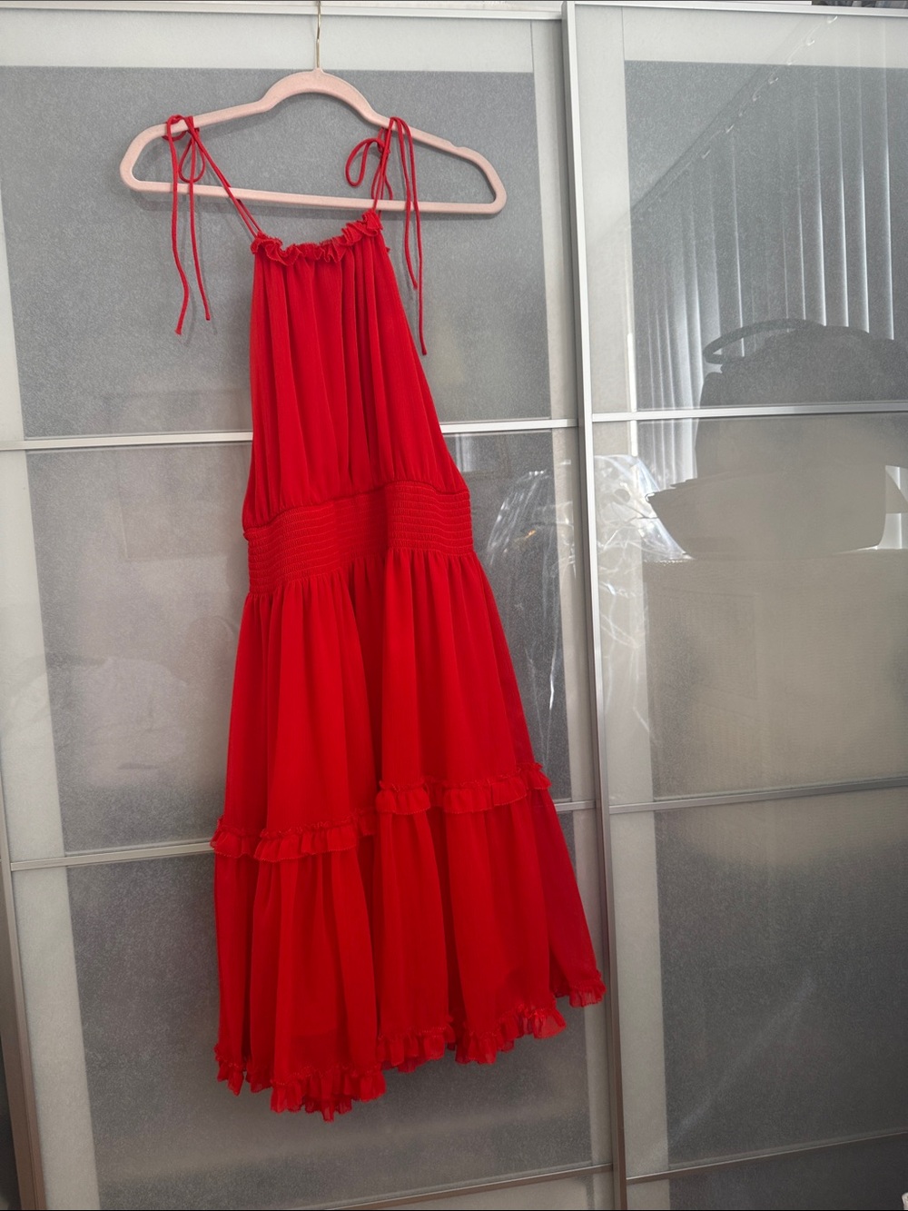 Banana Republic Red Tie-Shoulder Tiered Dress for women